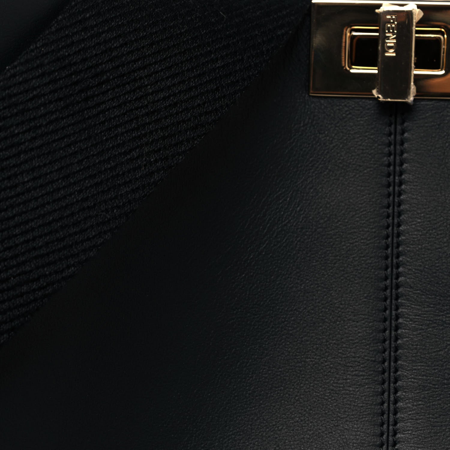 Fendi Vitello Seta Glazed Fabric FF 1974 Medium Peekaboo X-Lite Black Mogano Panna 8 of 14