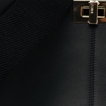 Fendi Vitello Seta Glazed Fabric FF 1974 Medium Peekaboo X-Lite Black Mogano Panna 8 of 14