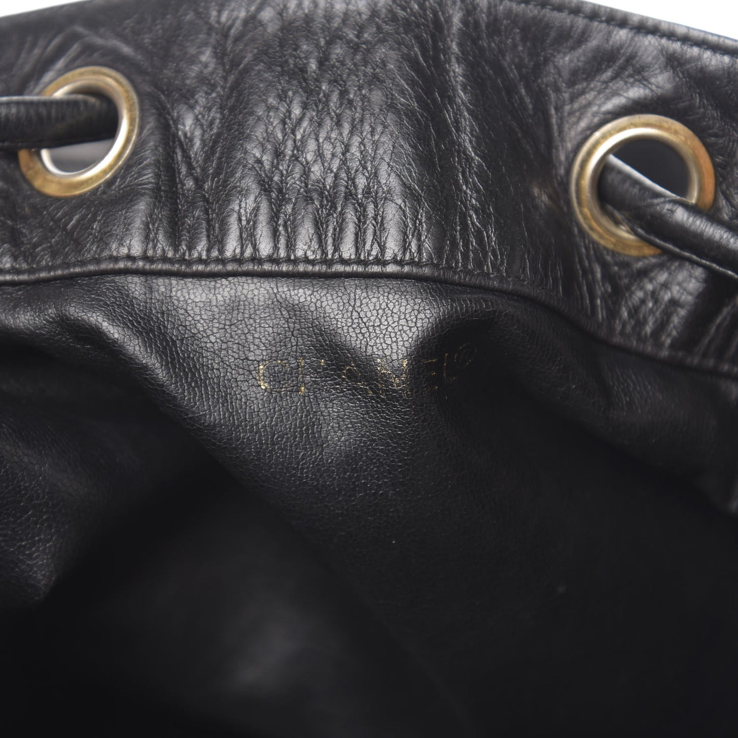 Lambskin CC Drawstring Shoulder Bag Black