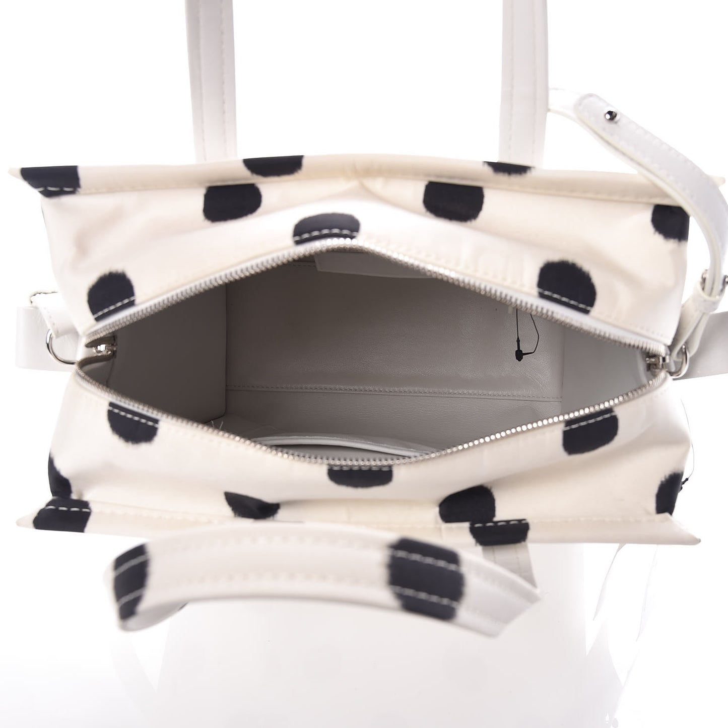 Silk Polka Dot S Bazar Shopper Tote White Black