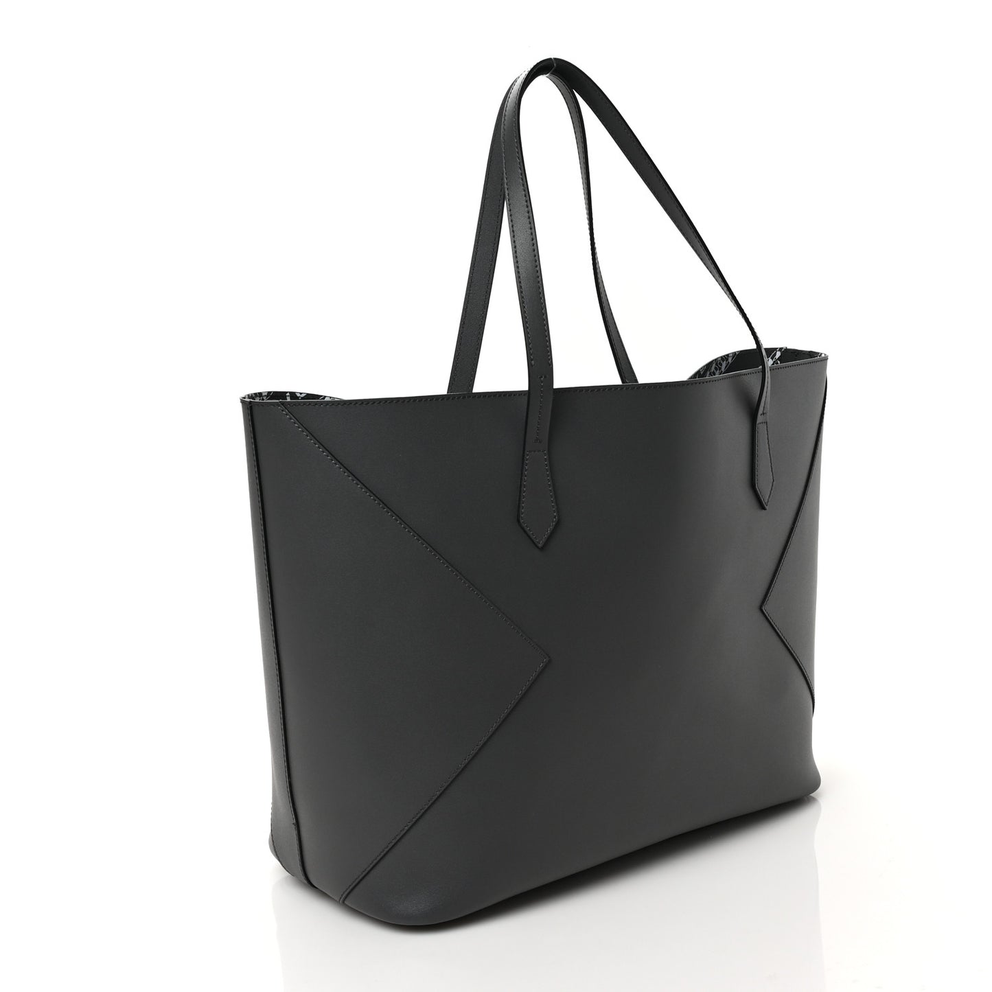 Smooth Calfskin Wing Shopper Tote Grey White