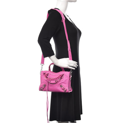 Balenciaga Chevre Silver Metallic Edge Hardware Mini City Rose Fluo 3 of 11