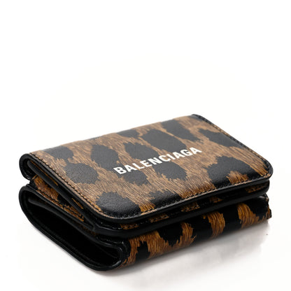 Balenciaga Calfskin Leopard Print Logo Everyday Mini Wallet Black 4 of 9