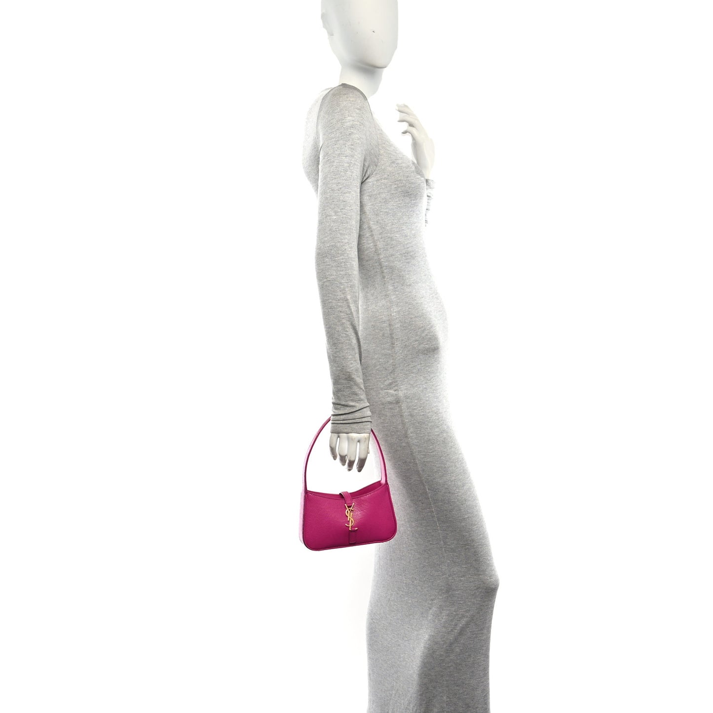 Calfskin Lizard Embossed Le 5 A 7 Mini Hobo Acid Pink