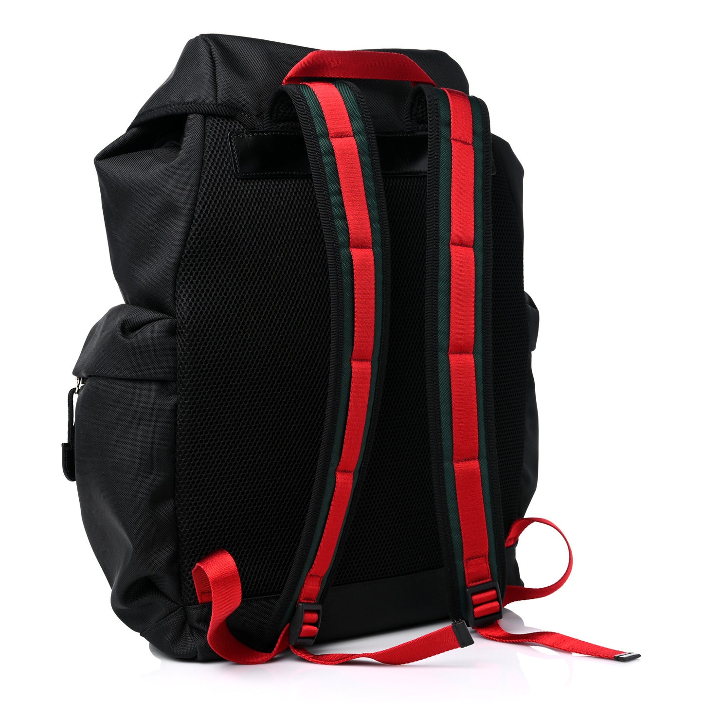 Techno Canvas Web Double Buckle Backpack Black