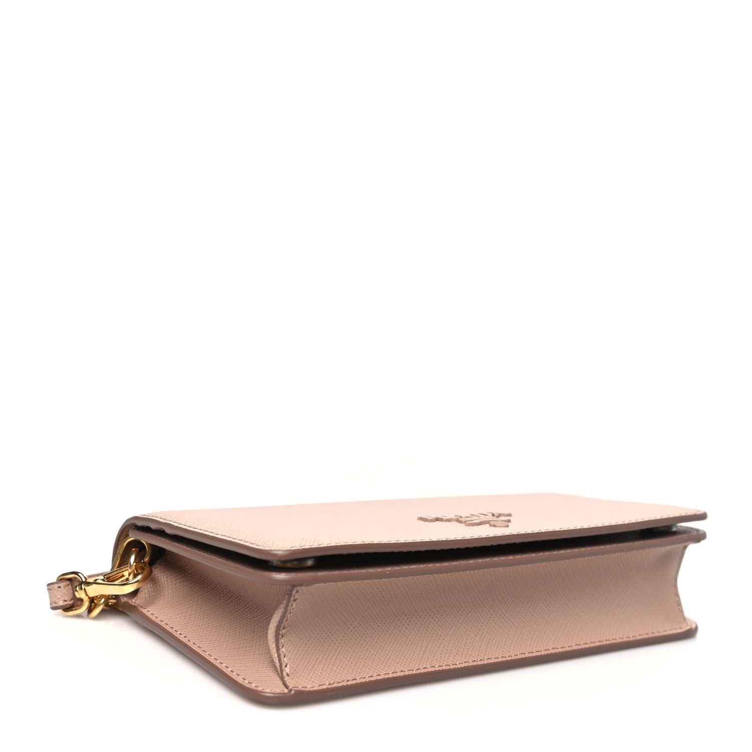 Prada Saffiano Metal Mini Flap Crossbody Wristlet Bag Cammeo 4 of 9