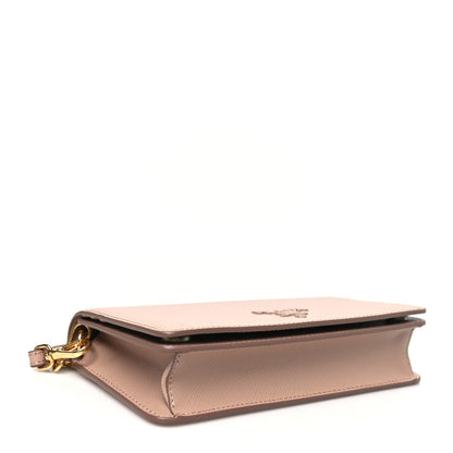 Prada Saffiano Metal Mini Flap Crossbody Wristlet Bag Cammeo 4 of 9