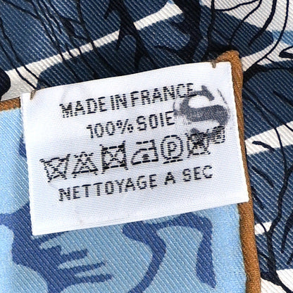 Hermes Silk Jungle Love Tampon Scarf 70 Bleu Jean White 3 of 5