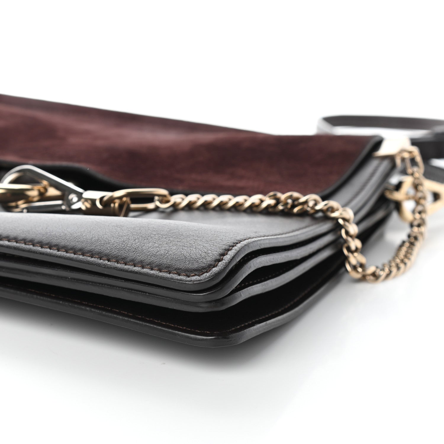 Chloe Calfskin Suede Medium Faye Shoulder Bag Carbon Brown 9 of 9