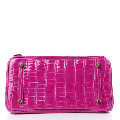 Hermes Shiny Porosus Crocodile Birkin 30 Rose Scheherazade 6 of 30