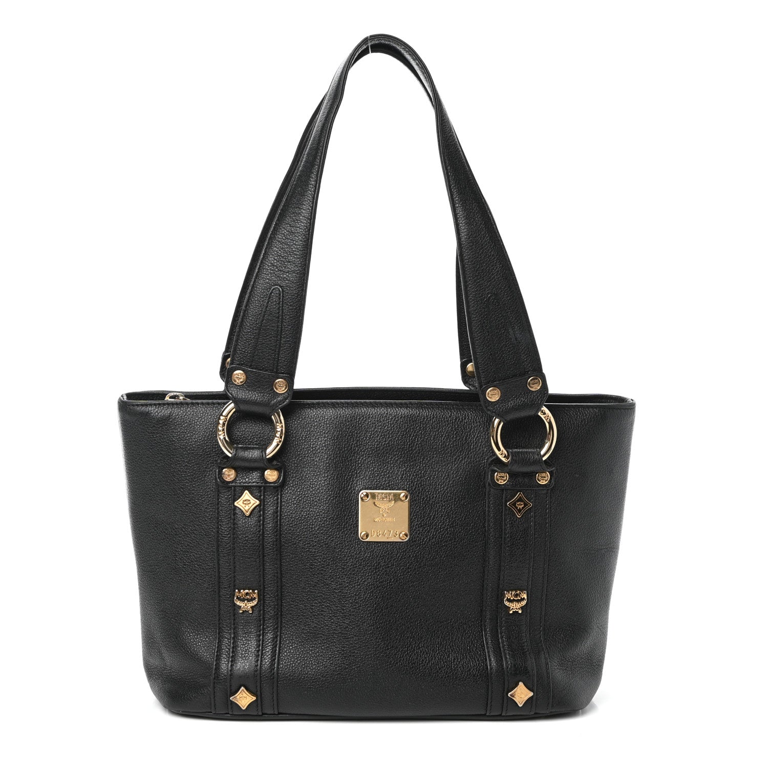 MCM Grained Calfskin Mini Tote Black 1 of 9