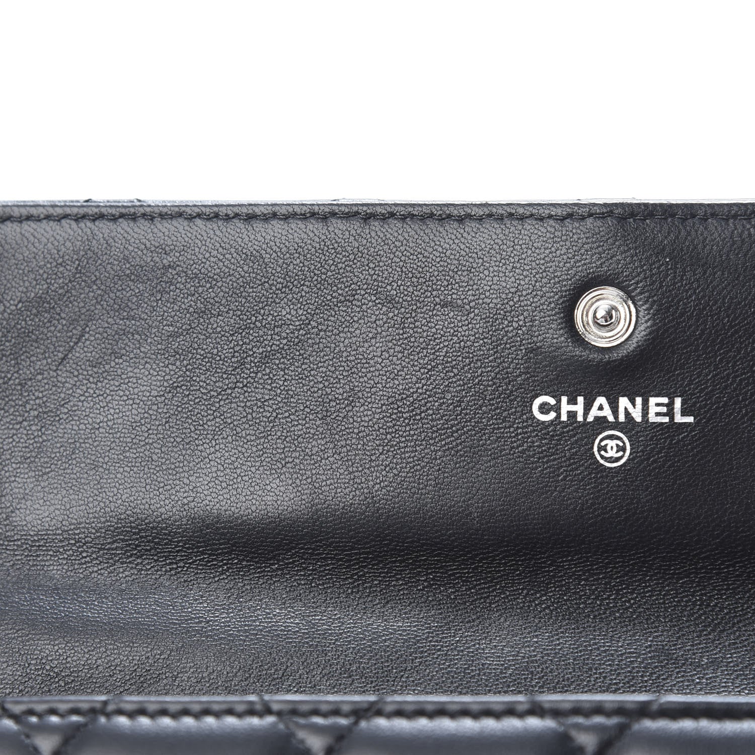 Chanel Lambskin Quilted Large Gusset Flap Wallet Black 9 of 11