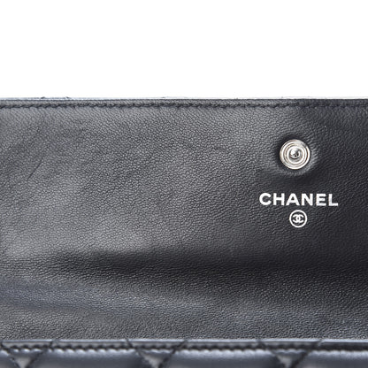 Chanel Lambskin Quilted Large Gusset Flap Wallet Black 9 of 11