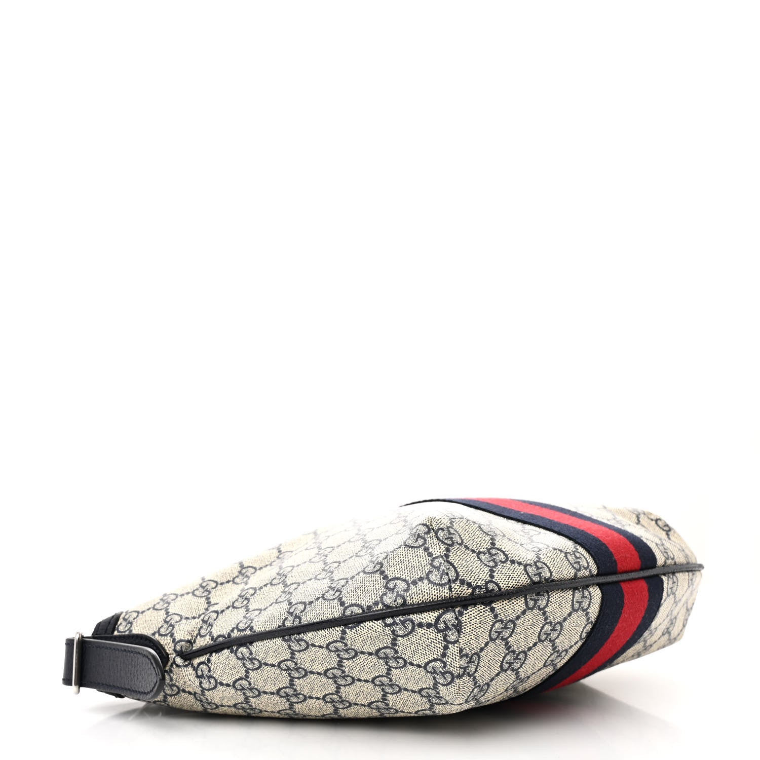 Gucci GG Supreme Monogram Textured Dollar Calfskin Web Small Ophidia Half Moon Hobo Beige Blue 4 of 11