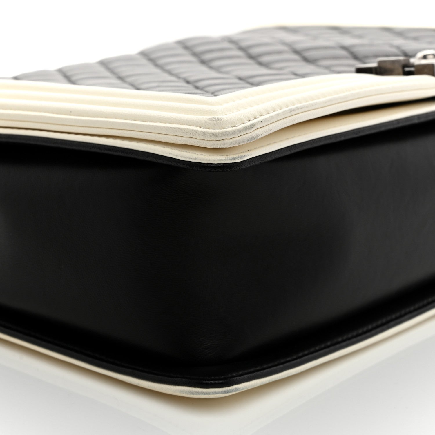 Chanel Lambskin Quilted Large Boy Flap Black White 9 of 13