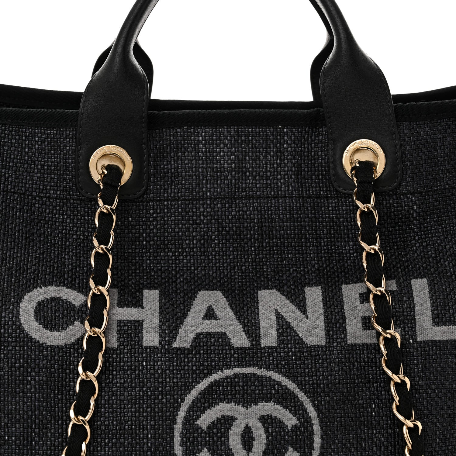 Chanel Woven Straw Raffia Large Deauville Tote Black 8 of 14