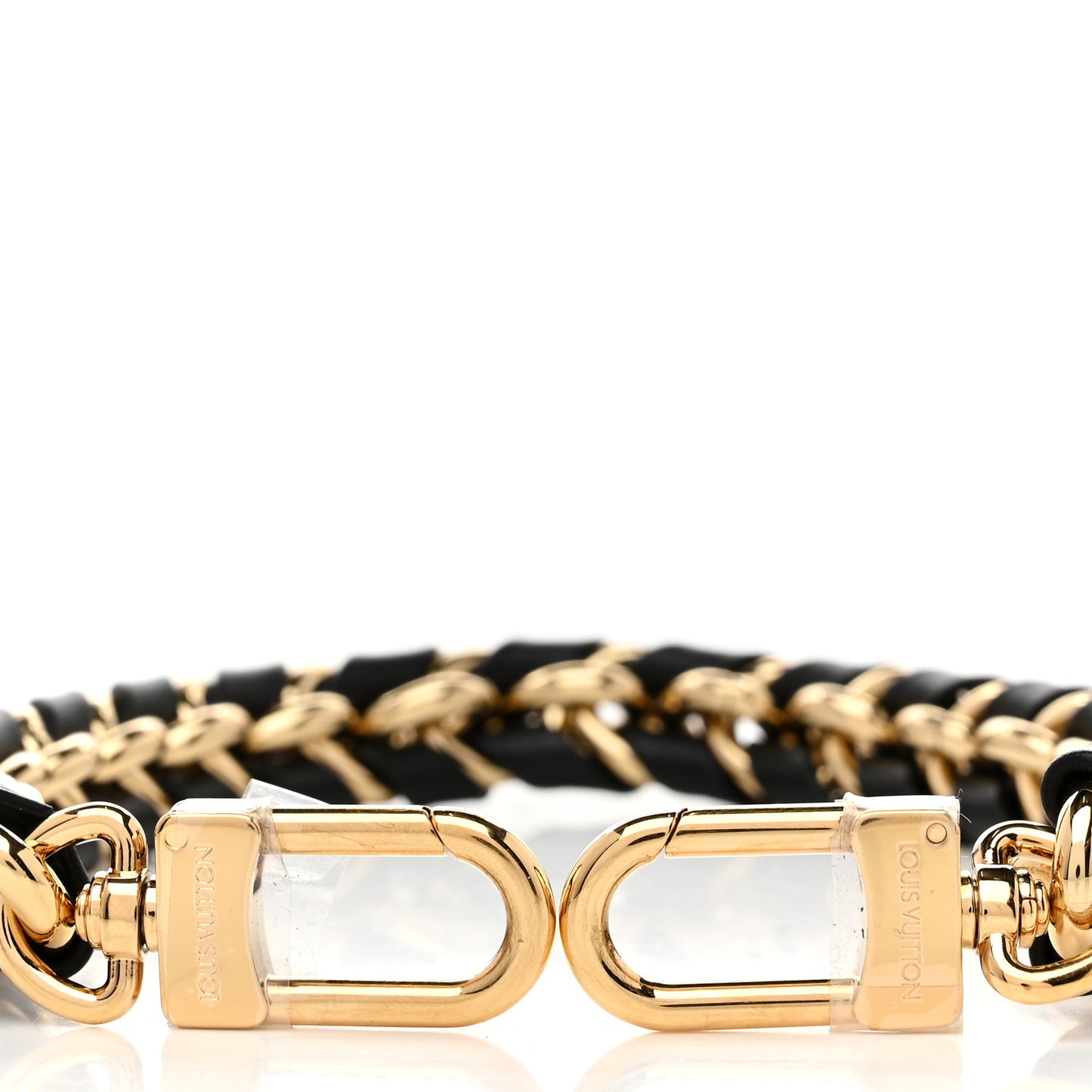 Calfskin Vanity Chain Pouch Shoulder Strap Black Gold