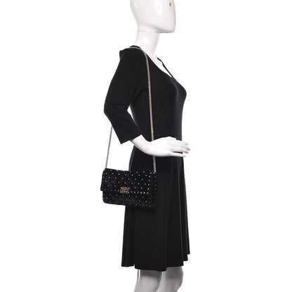 Valentino Garavani Velvet Rockstud Spike Wallet on Chain Black 2 of 9
