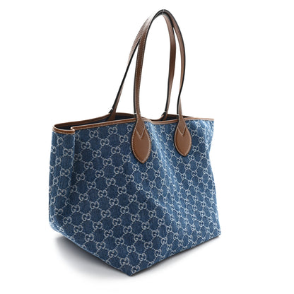 Gucci New Denim GG Monogram Calfskin Large Totissima Tote Blue 4 of 11