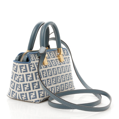 Fendi Vitello Grace Jacquard FF Mini By The Way Top Handle Boston Bag Tempest Panna 3 of 11