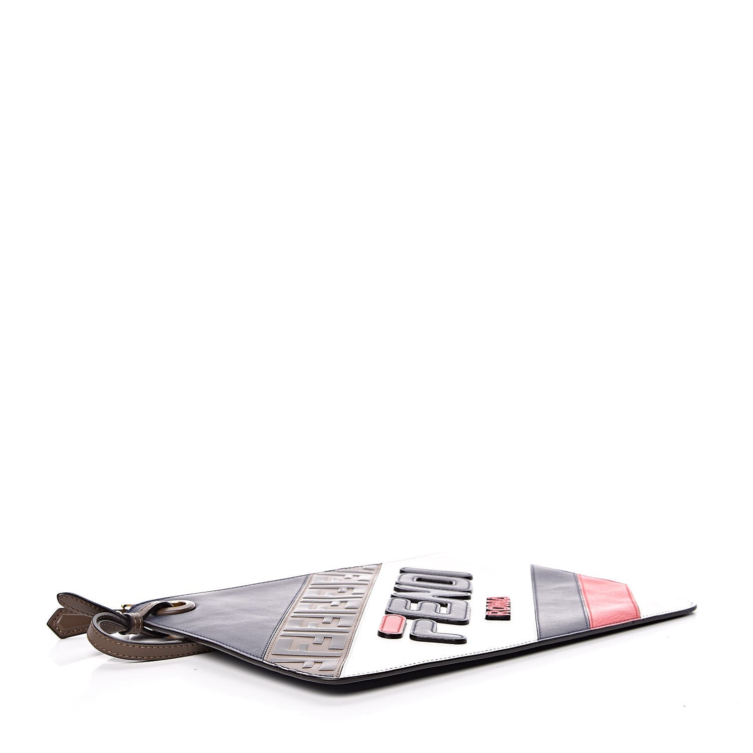 Fendi X FILA Vitello Century Mania Bi-Color FF 1974 Embossed Small Flat Clutch Blueberry Multicolor 4 of 10