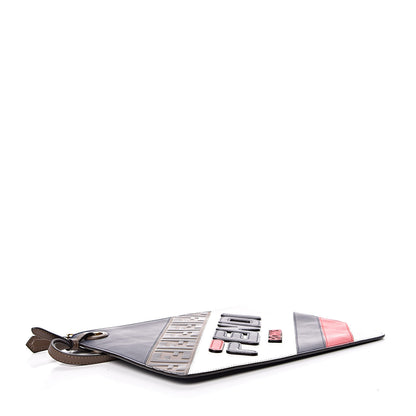Fendi X FILA Vitello Century Mania Bi-Color FF 1974 Embossed Small Flat Clutch Blueberry Multicolor 4 of 10