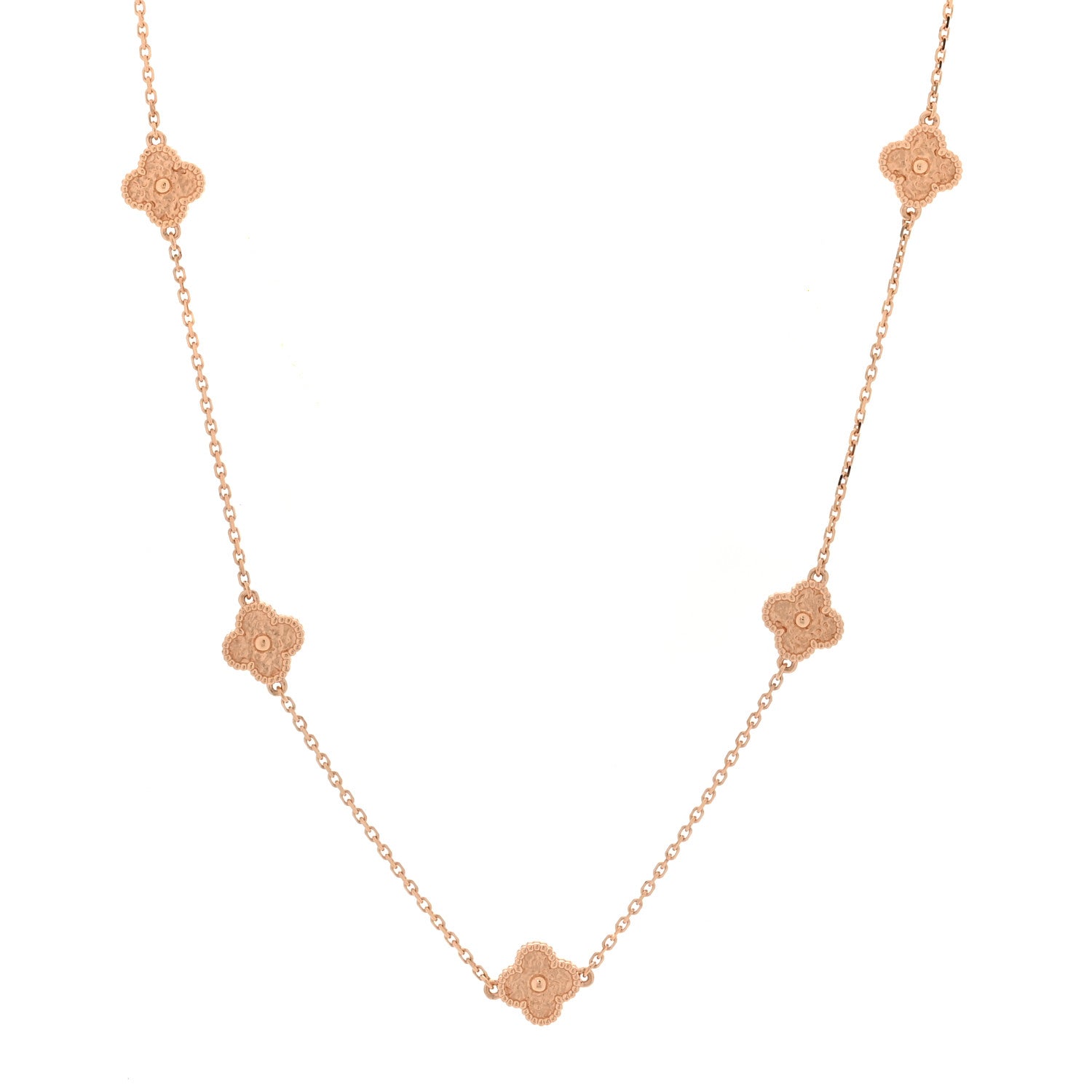 Van Cleef & Arpels 18K Rose Gold 16 Motifs Sweet Alhambra Necklace 1 of 8