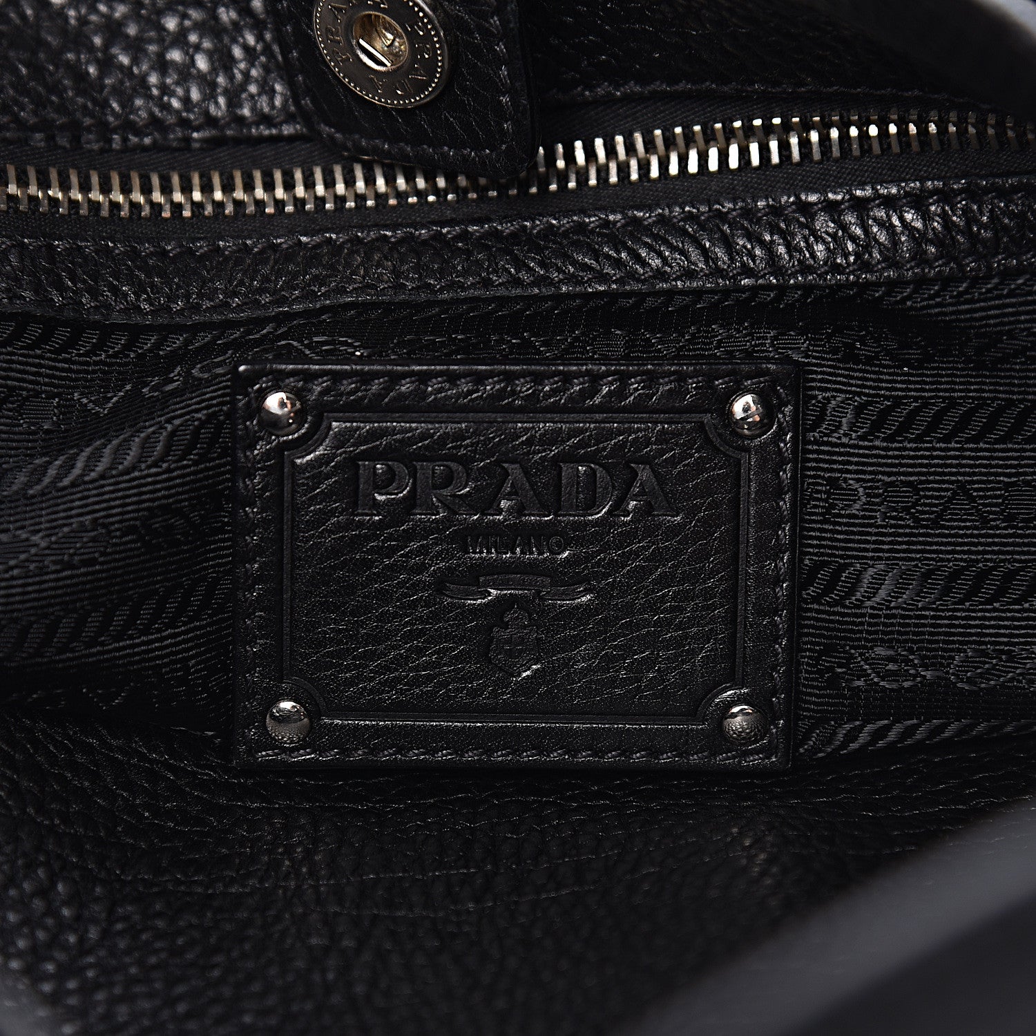 Prada Vitello Daino Side Pocket Hobo Black 6 of 17