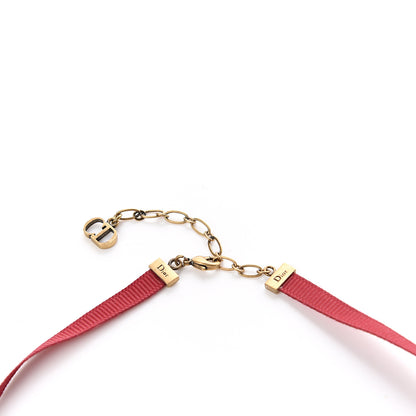Christian Dior Grosgrain Ribbon Dioramour Choker Necklace Red 2 of 2