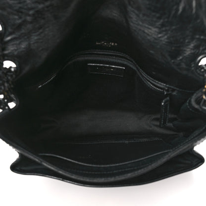 Saint Laurent Crinkled Calfskin Matelasse Monogram Medium Niki Chain Satchel Black 5 of 10