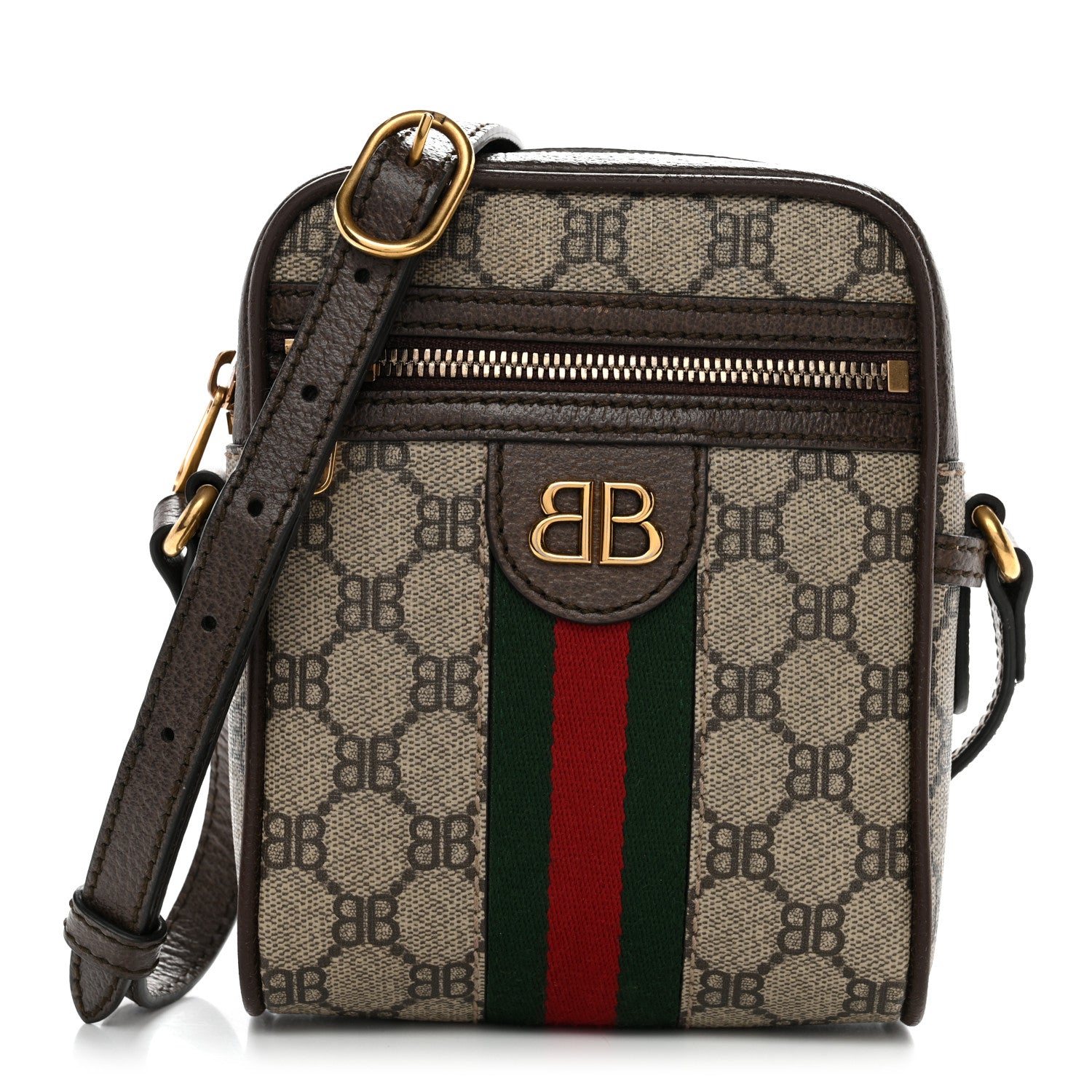 Gucci X BALENCIAGA BB Supreme Monogram Web Mini Ophidia Messenger Beige New Acero 1 of 13