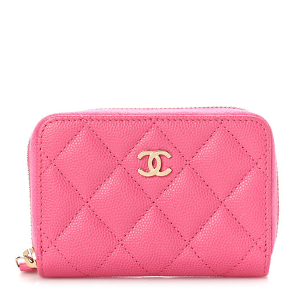 Chanel Caviar Quilted Zip Coin Purse Pink 1 of 10