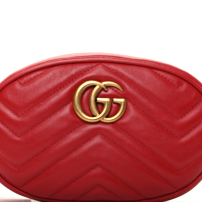 Gucci Calfskin Matelasse GG Marmont Belt Bag 95 38 Hibiscus Red 10 of 11