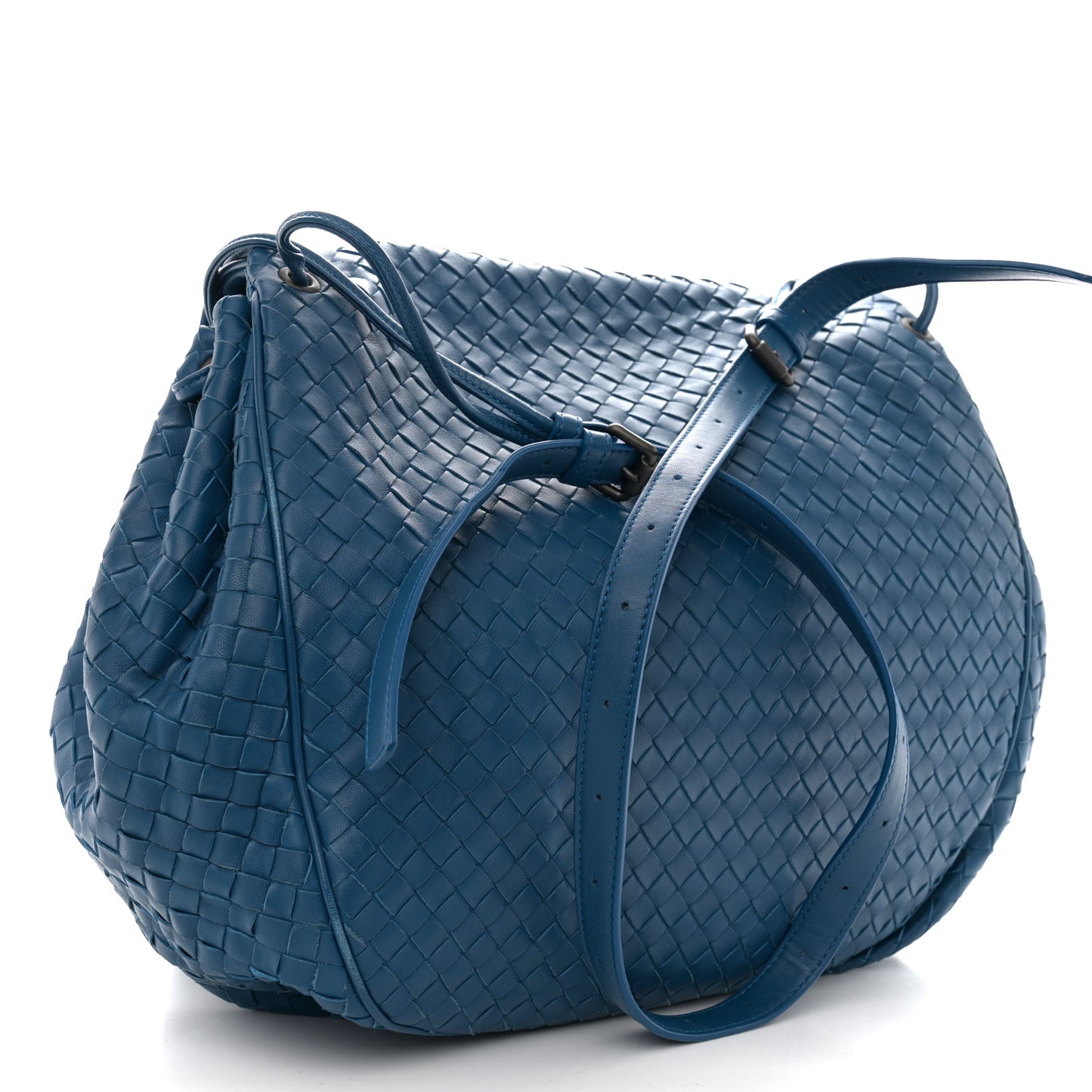 Nappa Intrecciato Messenger Bag Blue