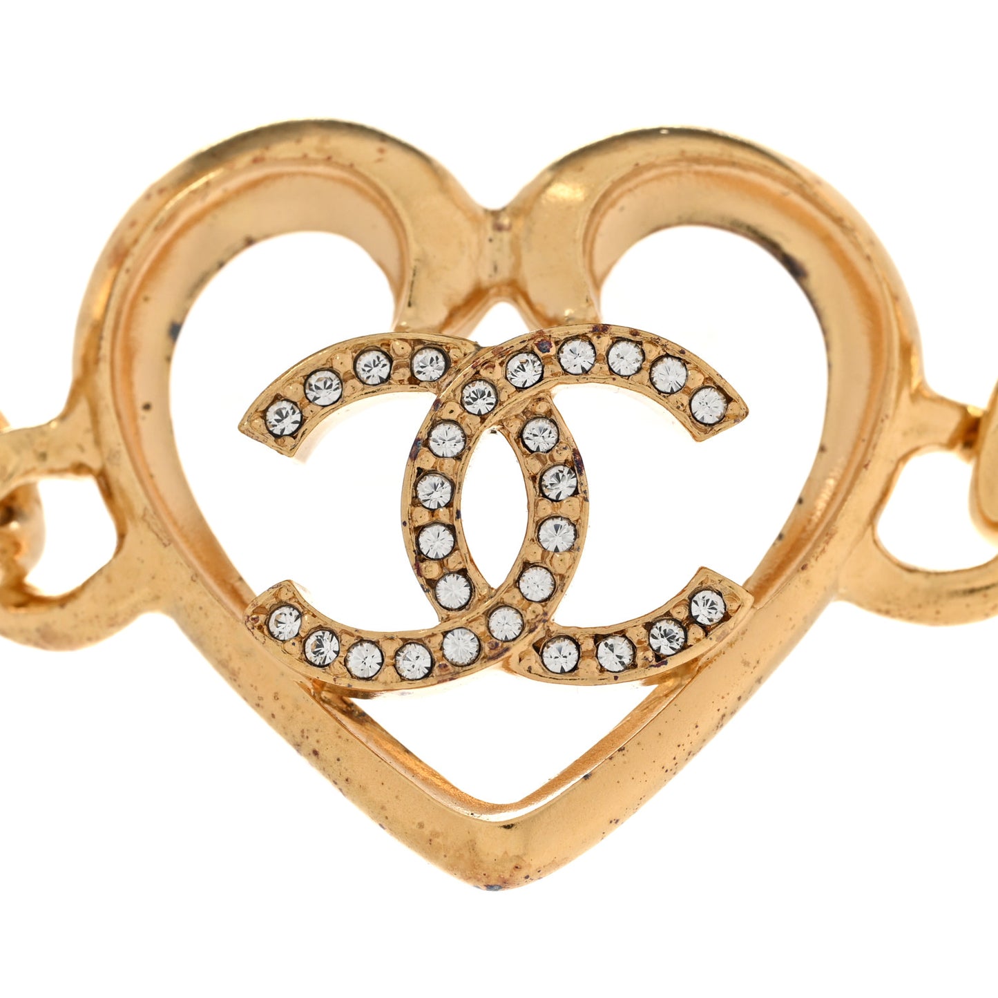 Resin Crystal Heart CC Chain Necklace Gold Blue