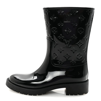 Louis Vuitton Rubber Embossed Monogram Drops Flat Half Boots 41 Black 1 of 8