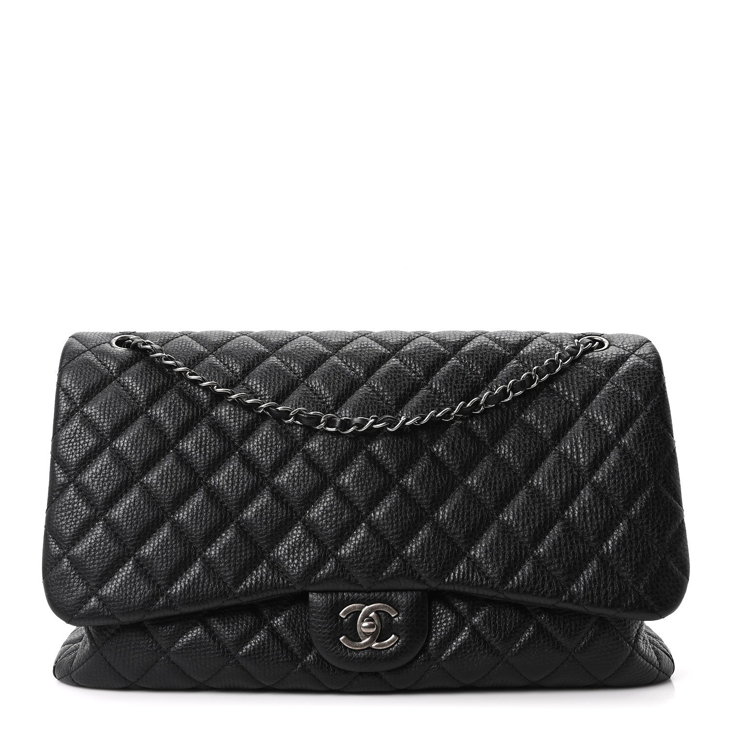 Chanel Calfskin Quilted Small XXL Travel Flap Bag Black 1 of 9