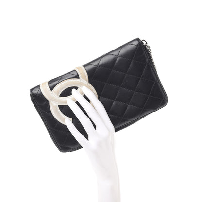 Chanel Cambon Zip Around Organizer Wallet Black White 2 of 25