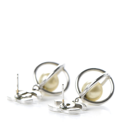 Chanel Pearl CC Drop Earrings Silver 3 of 4