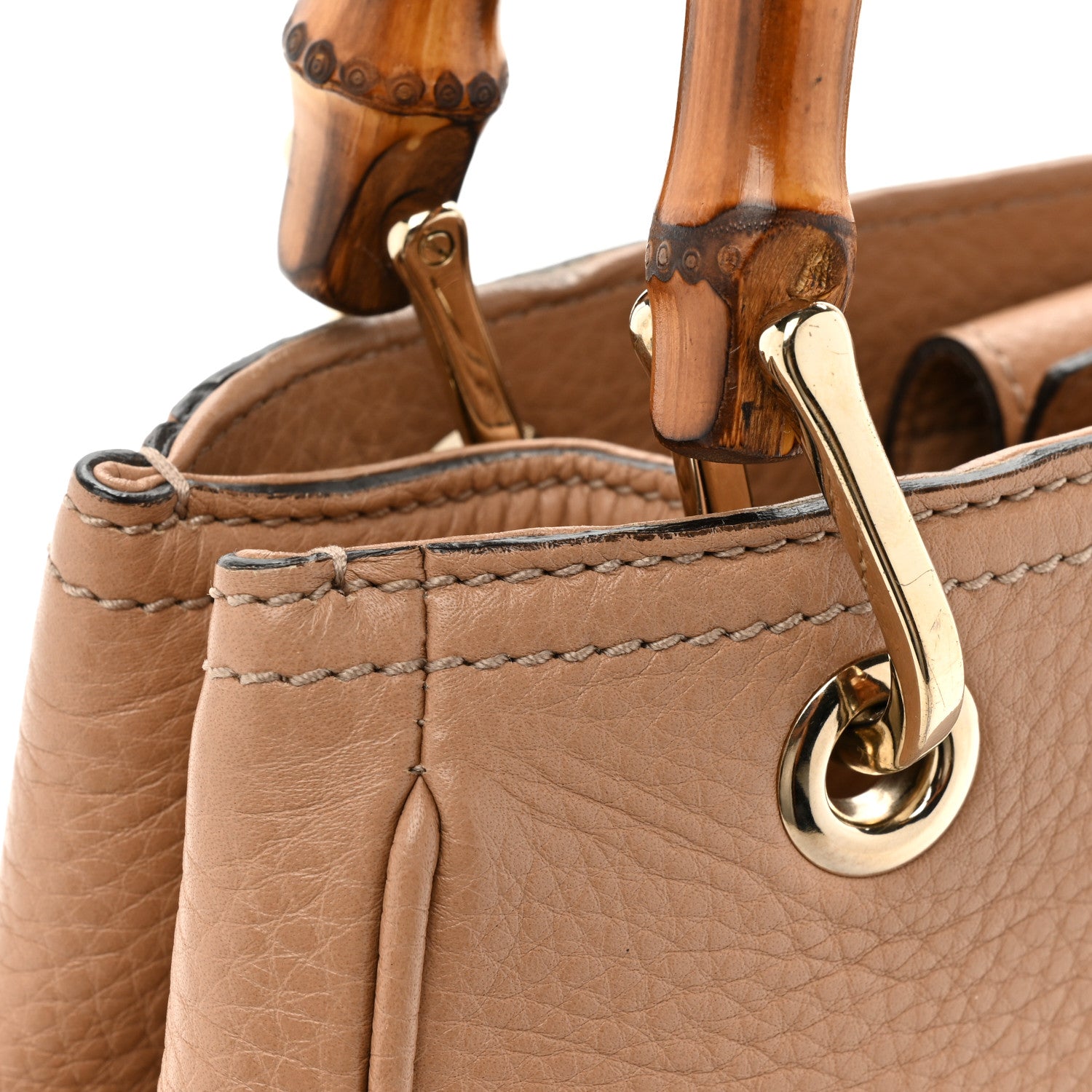 Gucci Calfskin Small Bamboo Shopper Tote Camelia 11 of 18