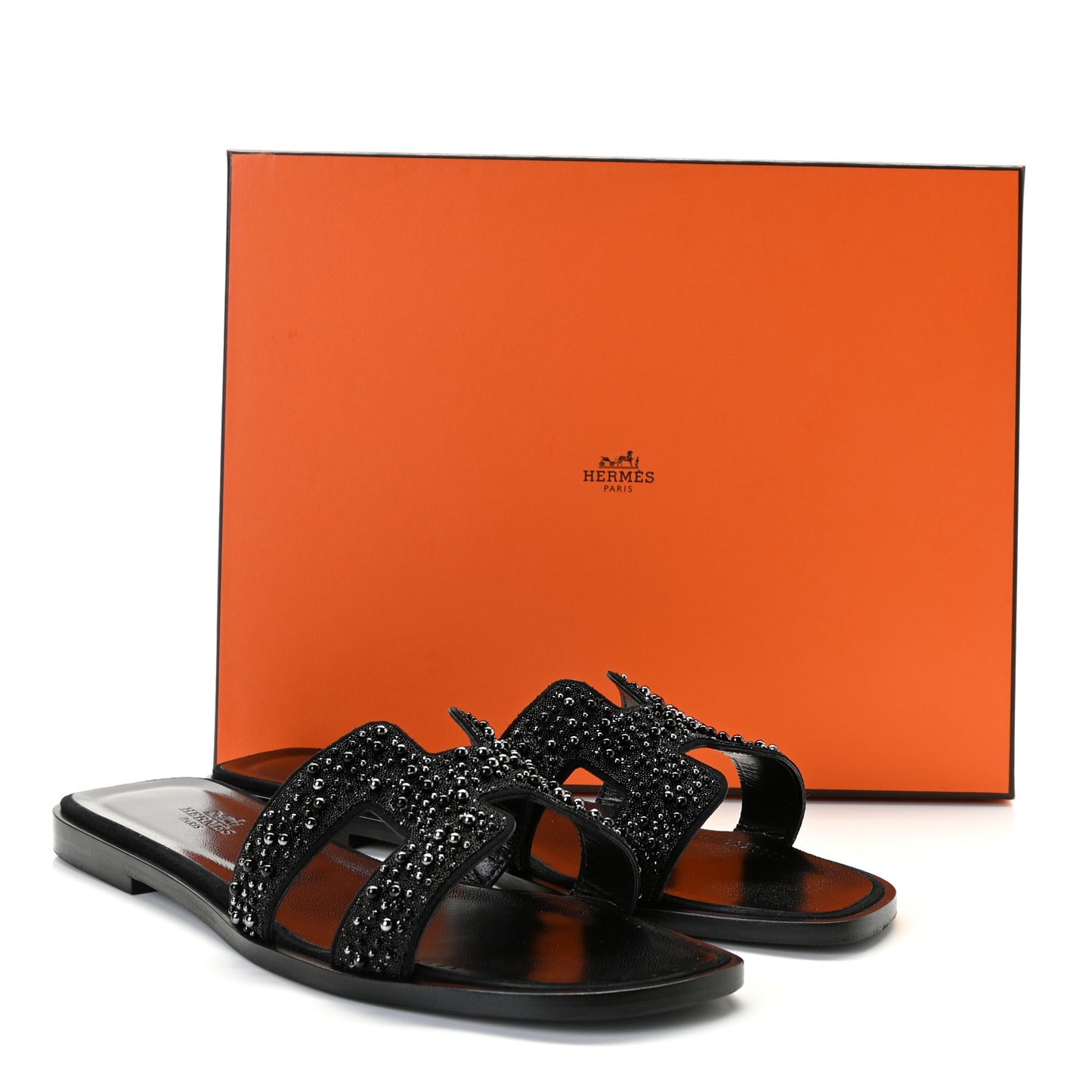 Goatskin Crystal Oran Sandals 38.5 Black