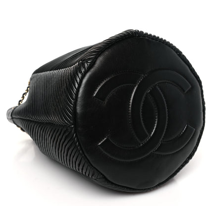 Chanel Lambskin Chevron Drawstring Bag Black 9 of 10
