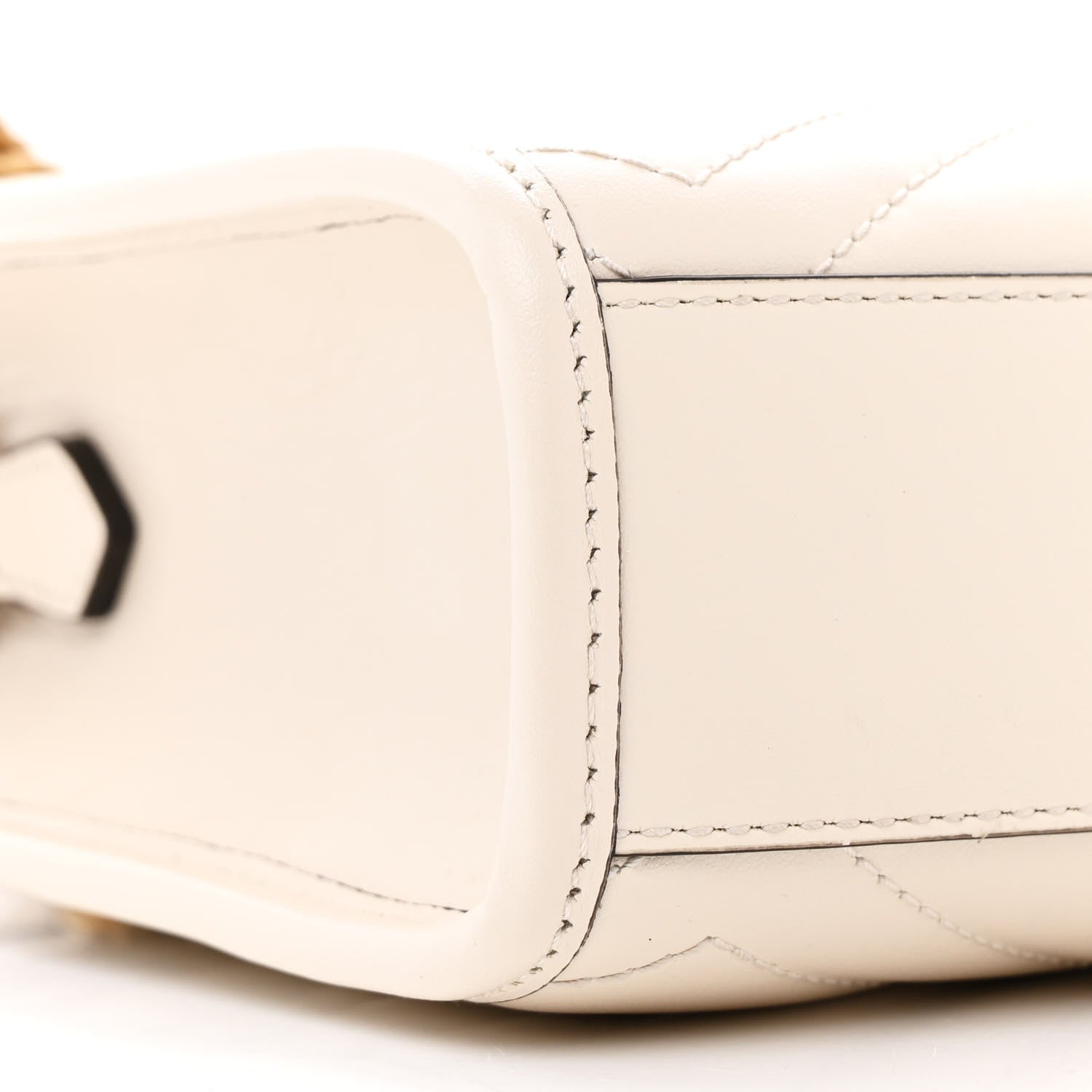 Gucci Calfskin Matelasse Chevron Mini GG Marmont Tote Mystic White 9 of 15