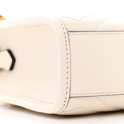 Gucci Calfskin Matelasse Chevron Mini GG Marmont Tote Mystic White 9 of 15