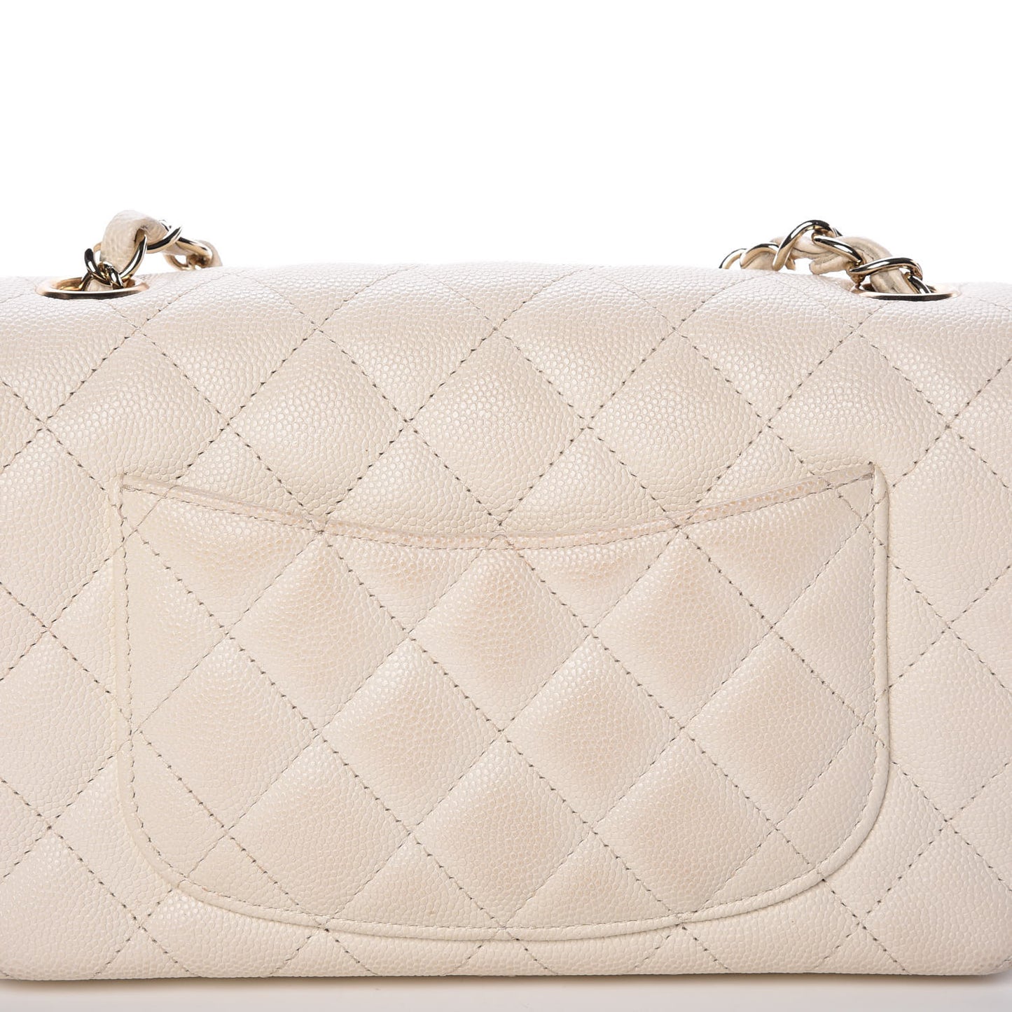 Caviar Quilted Mini Rectangular Flap White