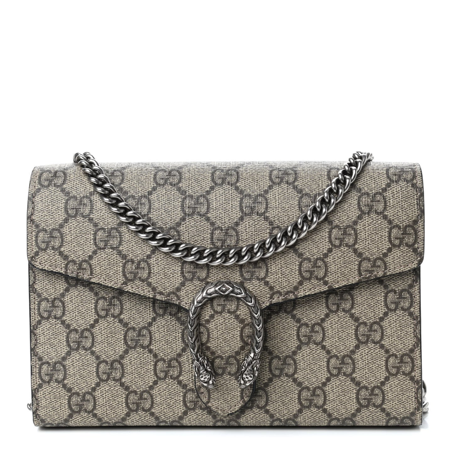 GG Supreme Monogram Mini Dionysus Chain Wallet Beige Black