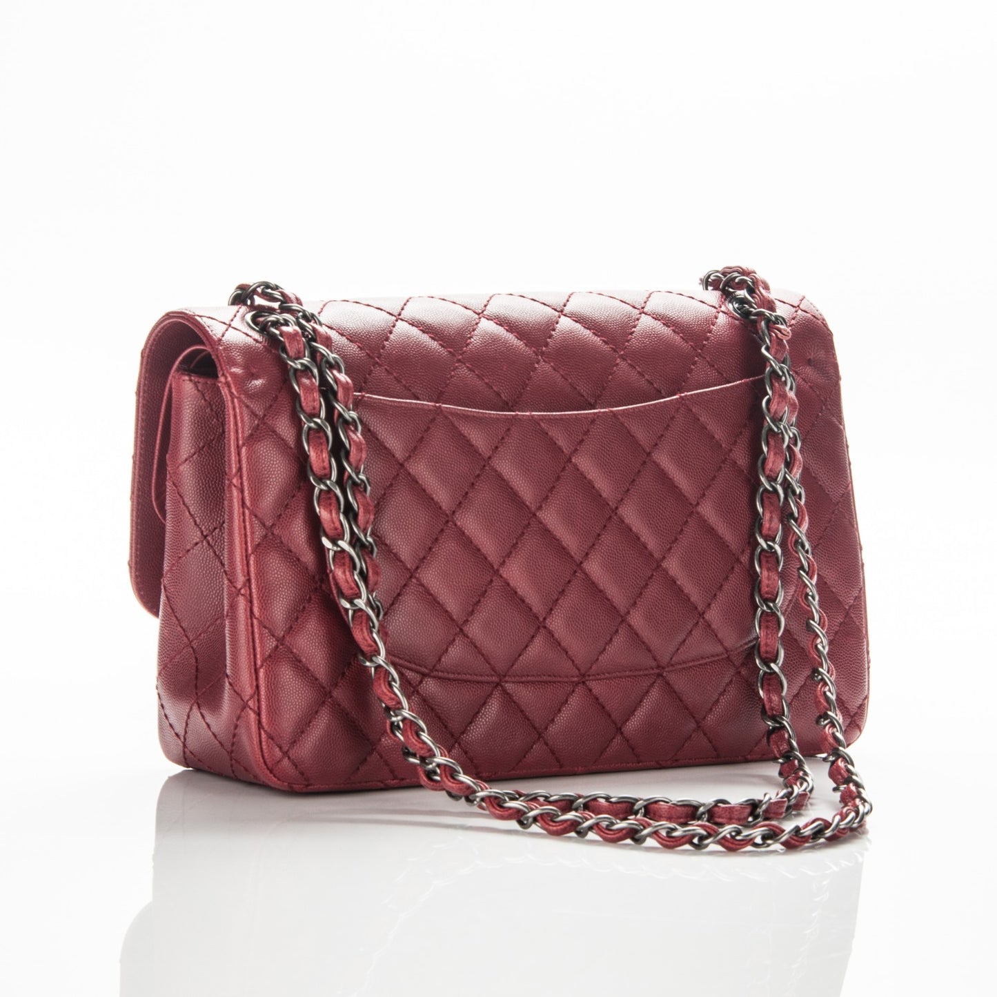 Caviar Quilted Jumbo Double Flap Red