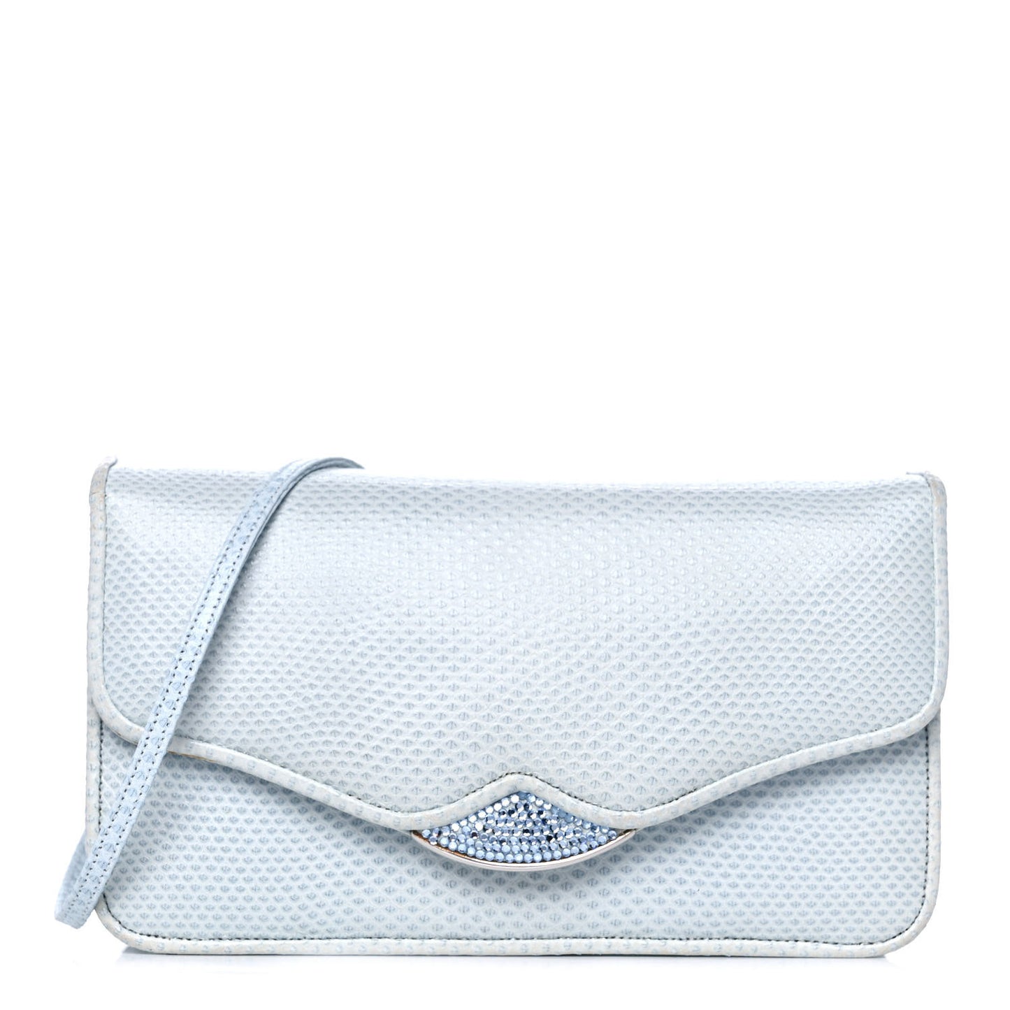 Crystal Lizard Embossed Evening Bag Light Blue