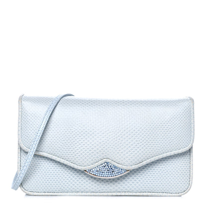 Judith Leiber Crystal Lizard Embossed Evening Bag Light Blue 1 of 13
