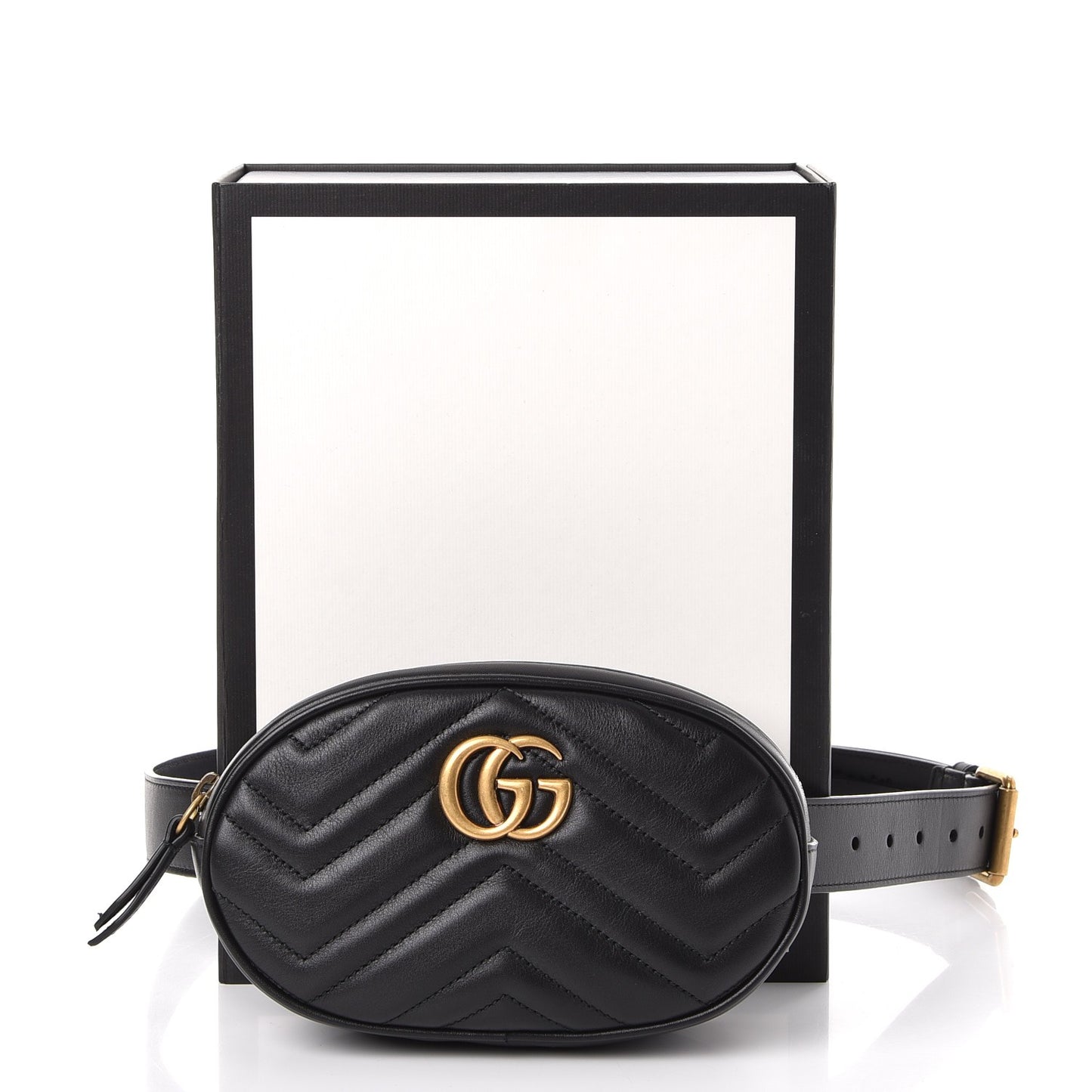 Calfskin Matelasse GG Marmont Belt Bag 85 34 Black